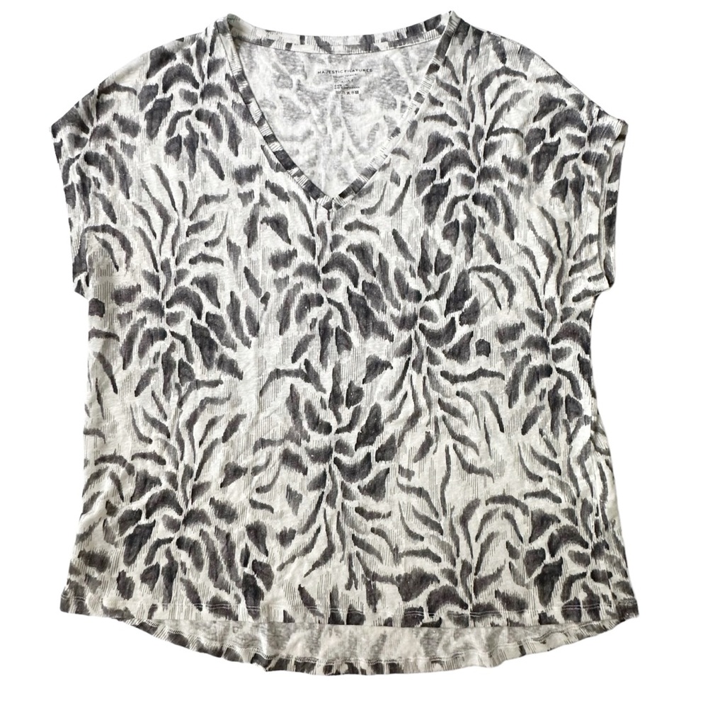 Majestic Filatures Stretch Linen Blend Oversized Tee Size S
